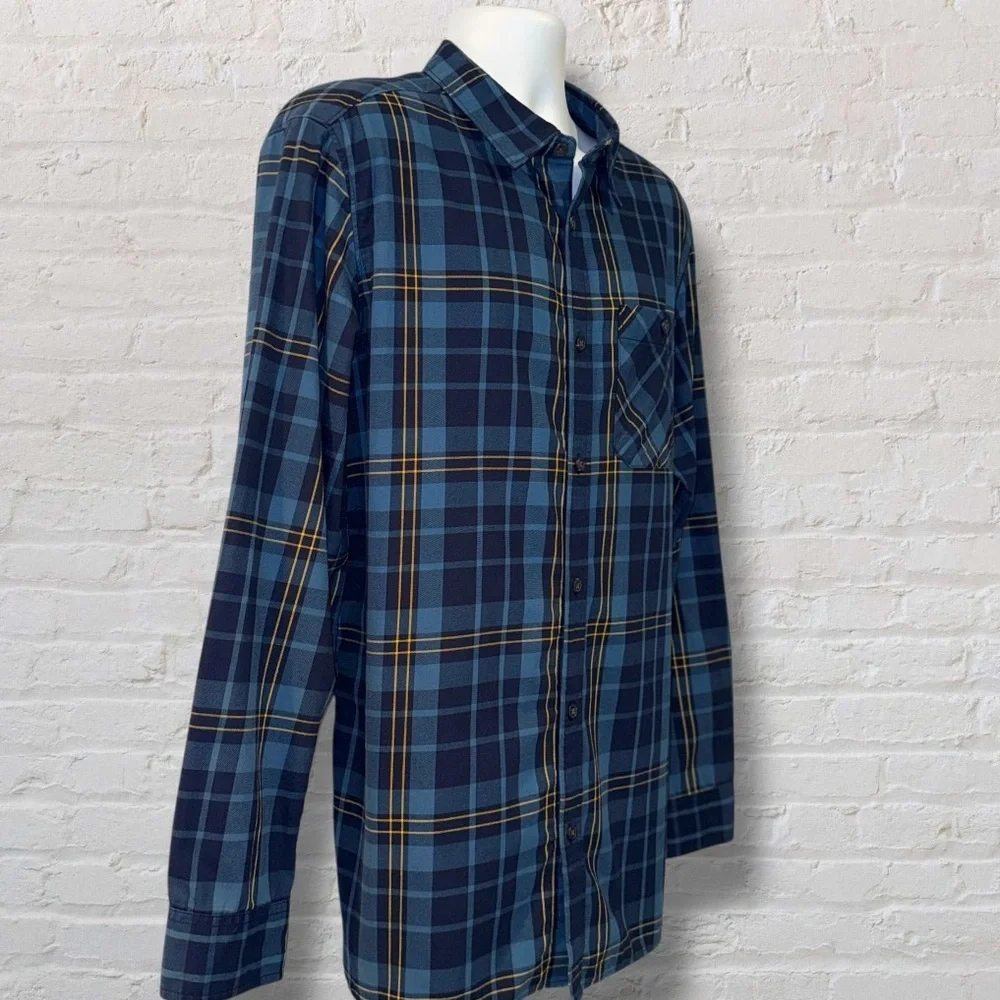 ✨ The North Face Men’s Plaid Button-Up Shirt – Blue Yellow Check – Size XL